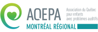 Logo de l'Association du Québec pour enfants avec problèmes auditifs : A.Q.E.P.A Montréal Régional